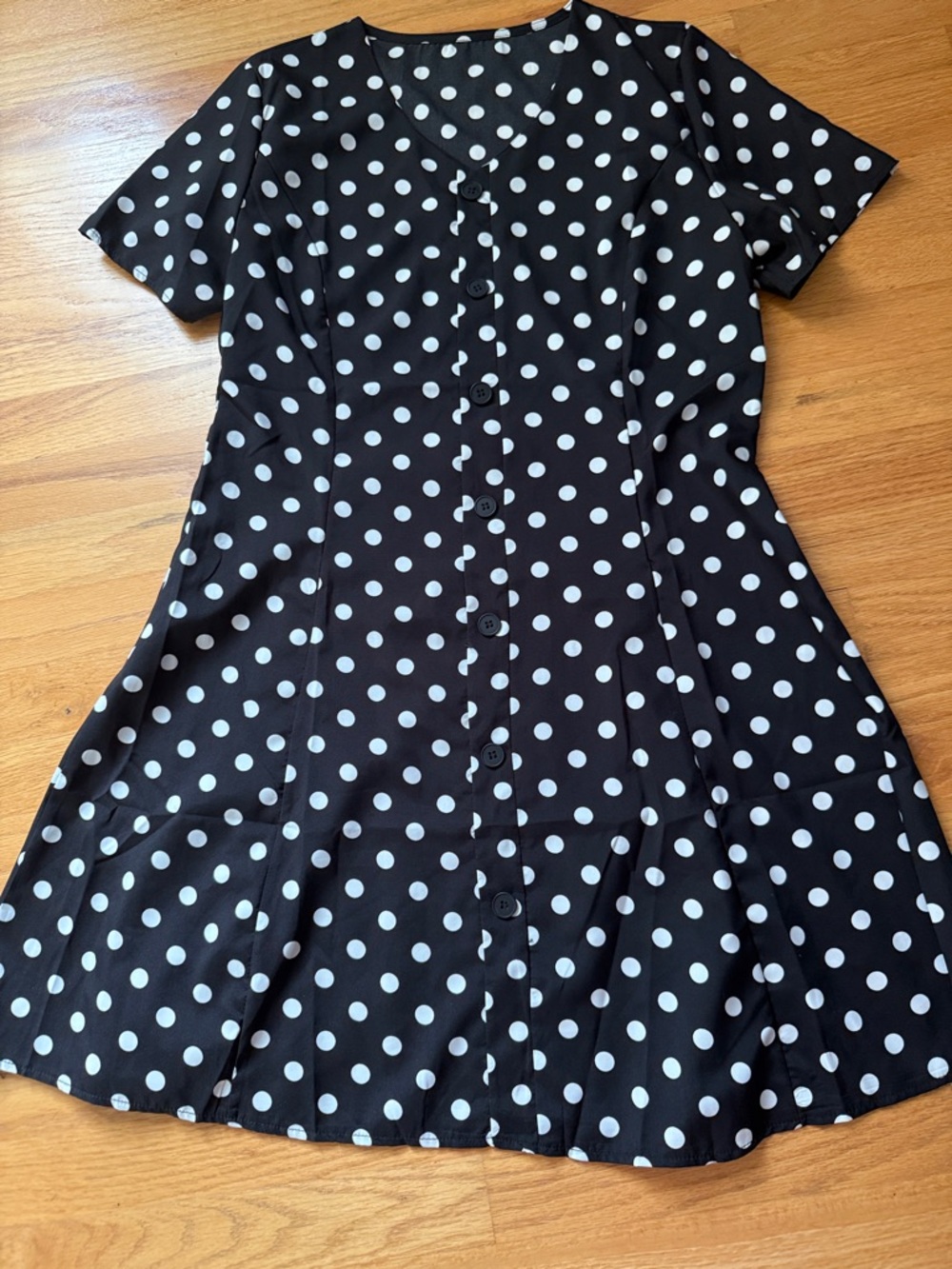 Black and White Polka Dot Button-Front Dress